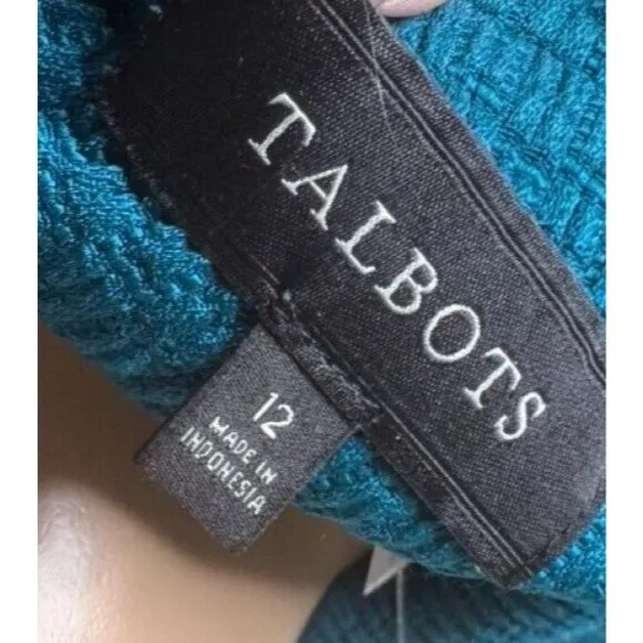 Talbots SIZE 12 Blazer Jacket Womens Aqua Teal Pockets Back Detail SZ 12