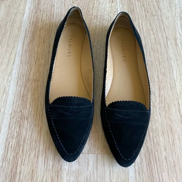 Talbots Velvet Black Flats Loafers Womens Size 6.5