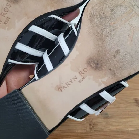 Taryn Rose IKIA Leather Buckle Thong Designer Sandals Heels Shoes 9.5 Msrp $199