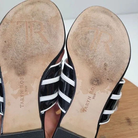 Taryn Rose IKIA Leather Buckle Thong Designer Sandals Heels Shoes 9.5 Msrp $199