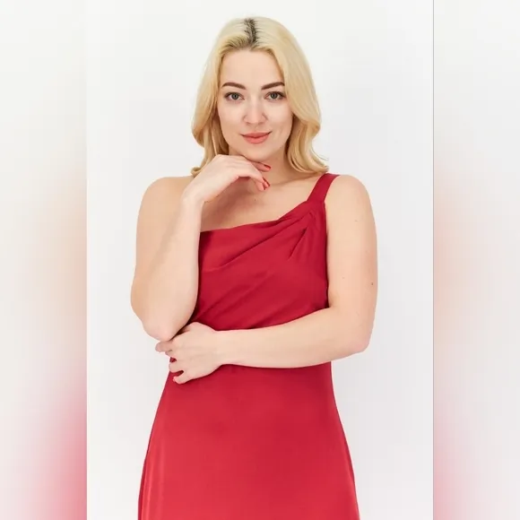 TaylorWomen Solid Midi Dress, Red