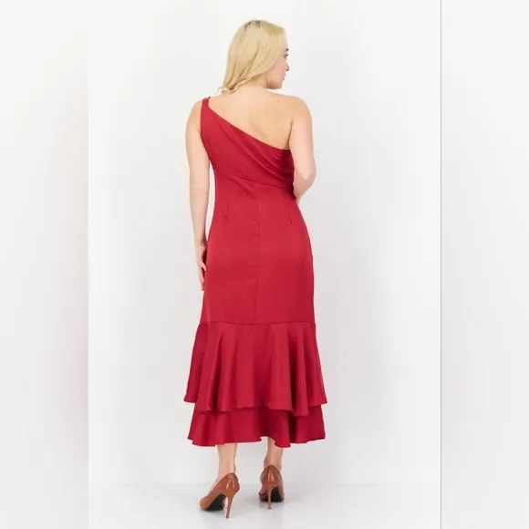 TaylorWomen Solid Midi Dress, Red