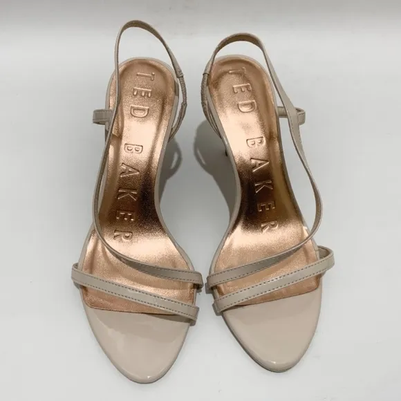 Ted Baker Pippel Nude Patent Strappy Heeled Sandals Beige Stiletto Heel Pumps 11