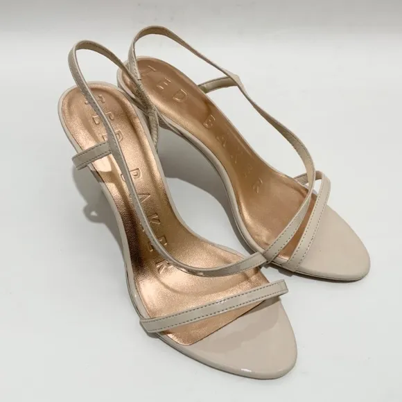 Ted Baker Pippel Nude Patent Strappy Heeled Sandals Beige Stiletto Heel Pumps 11