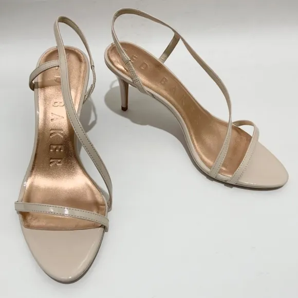 Ted Baker Pippel Nude Patent Strappy Heeled Sandals Beige Stiletto Heel Pumps 11