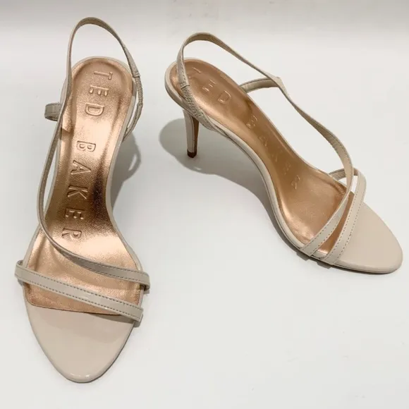 Ted Baker Pippel Nude Patent Strappy Heeled Sandals Beige Stiletto Heel Pumps 11