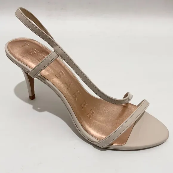 Ted Baker Pippel Nude Patent Strappy Heeled Sandals Beige Stiletto Heel Pumps 11