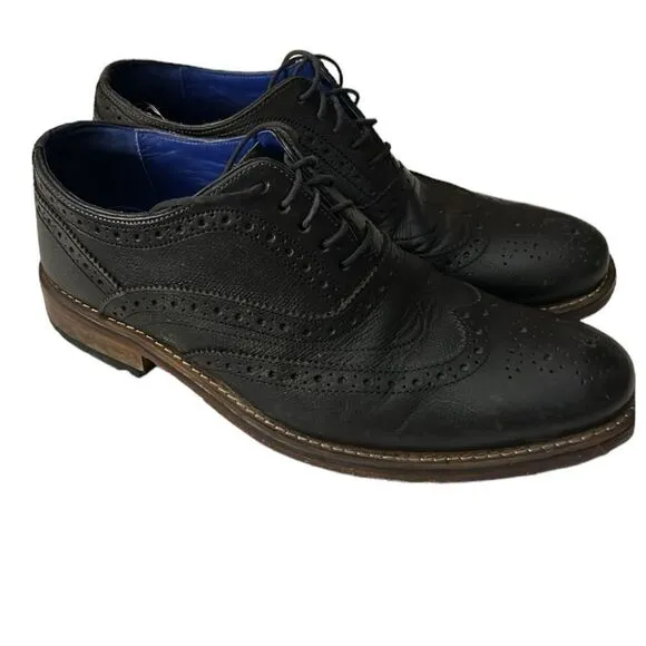TED BAKER DRESS CASUAL LEISURE WALKING WINGTIP WORK SHOES BLACK SZ 9