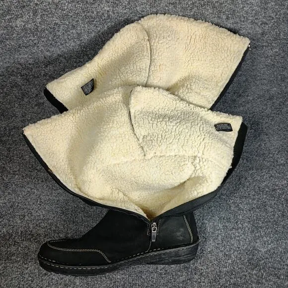Teva Tonalea Leather Winter Boots Gray Shearling Lined Zip Size 9.5 Waterproof