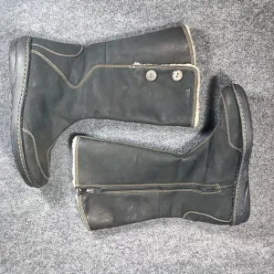 Teva Tonalea Leather Winter Boots Gray Shearling Lined Zip Size 9.5 Waterproof