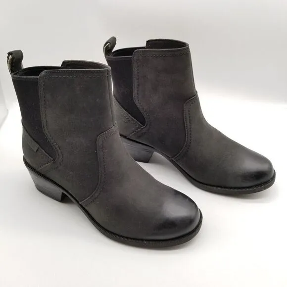 Teva Women's Anaya Chelsea Ankle Boots Size 8 Black Leather Block Heel