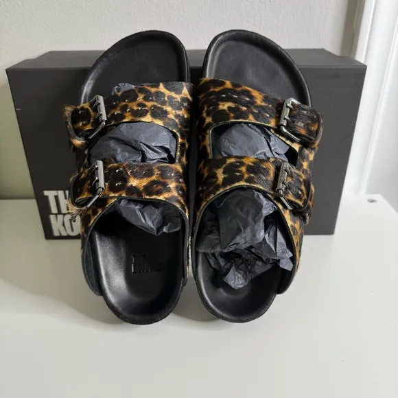 The Kooples - Leopard Print Women's Buckle Slide Sandals - NWB sz 38