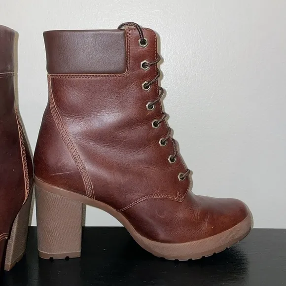 Timberland Brown Glancy 6-Inch Leather Lace Up Ankle Boots 9.