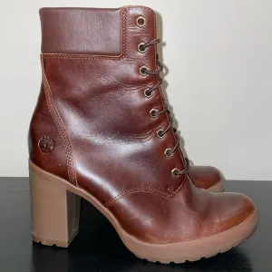 Timberland Brown Glancy 6-Inch Leather Lace Up Ankle Boots 9.