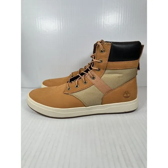 Timberland Davis Square Leather Fabric Boot Wheat Nubuck Size 10.5 TB 0A2HE2 231