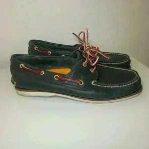 Timberland Mens 2 Eye Classic Leather Boat Shoes 74036 Navy Blue Size 9.5 Used