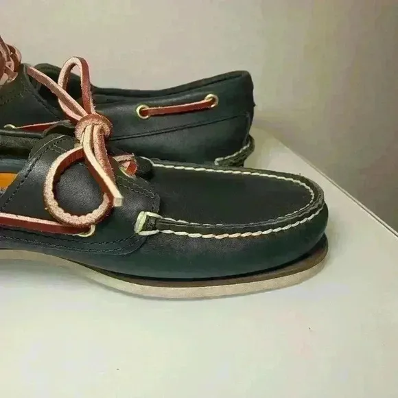 Timberland Mens 2 Eye Classic Leather Boat Shoes 74036 Navy Blue Size 9.5 Used