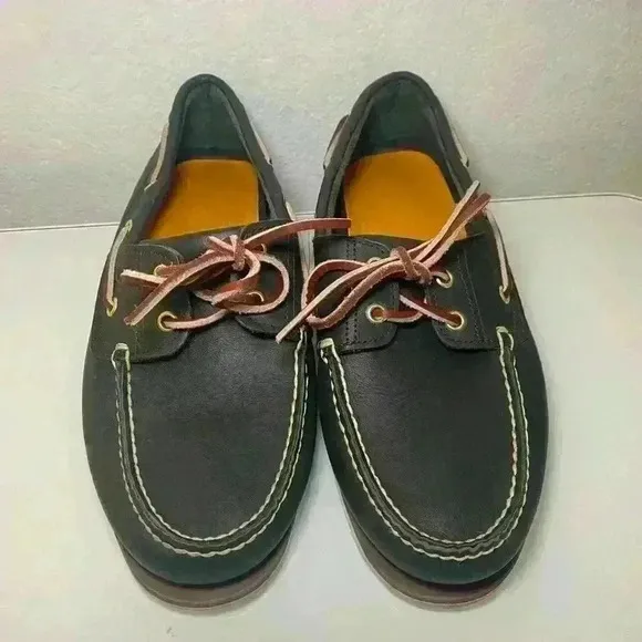 Timberland Mens 2 Eye Classic Leather Boat Shoes 74036 Navy Blue Size 9.5 Used