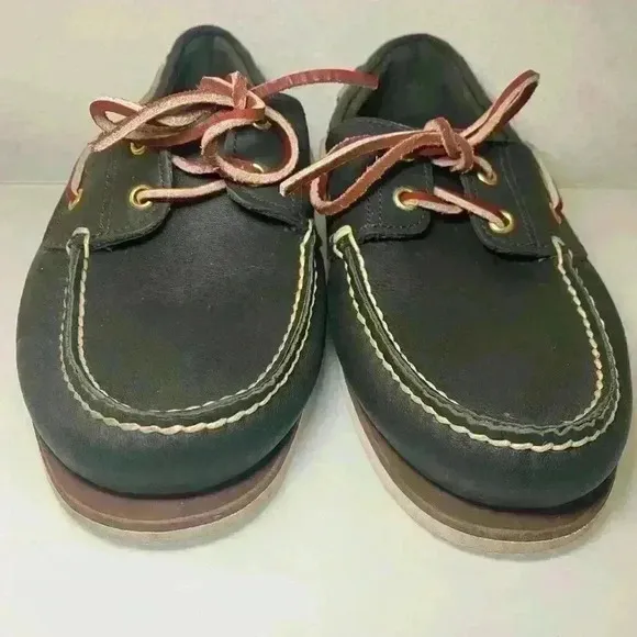 Timberland Mens 2 Eye Classic Leather Boat Shoes 74036 Navy Blue Size 9.5 Used