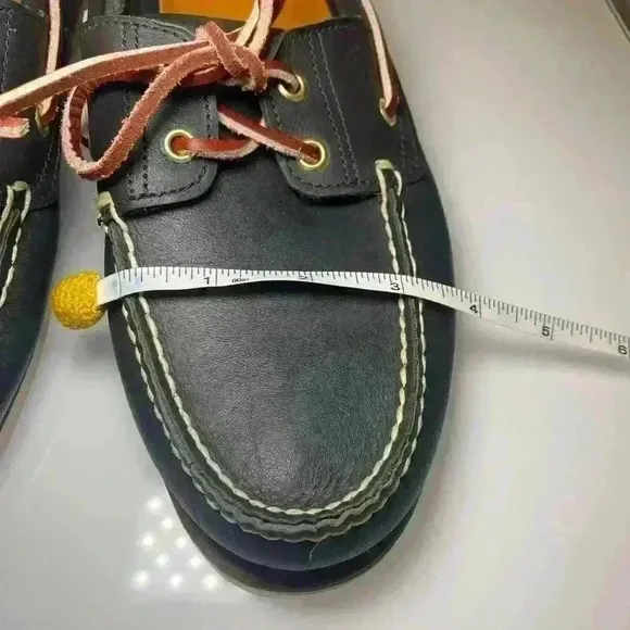 Timberland Mens 2 Eye Classic Leather Boat Shoes 74036 Navy Blue Size 9.5 Used