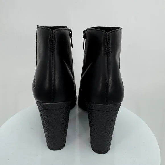 Timberland Tillston black leather peep toe heeled zip ankle boots 9.5 NEW