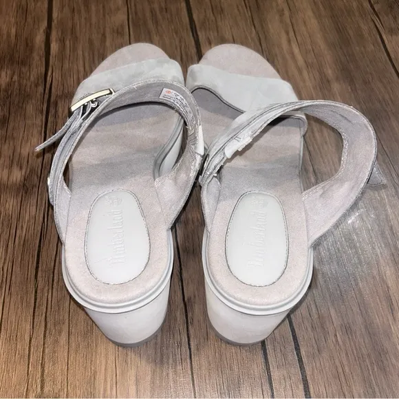Timberland Women’s 9 Wedge Sandals Koralyn Band Nubuck Suede Taupe
