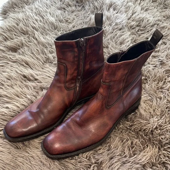 To Boot Adam Derrick Belvedere Brown Ankle Zipper Boots Made in Italy $595