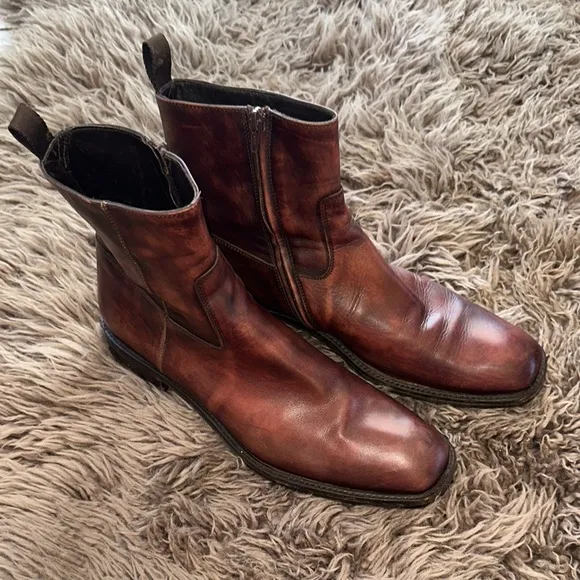 To Boot Adam Derrick Belvedere Brown Ankle Zipper Boots Made in Italy $595