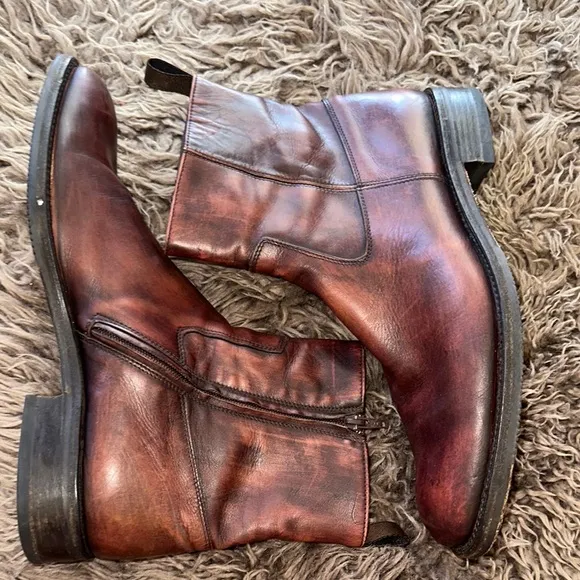 To Boot Adam Derrick Belvedere Brown Ankle Zipper Boots Made in Italy $595