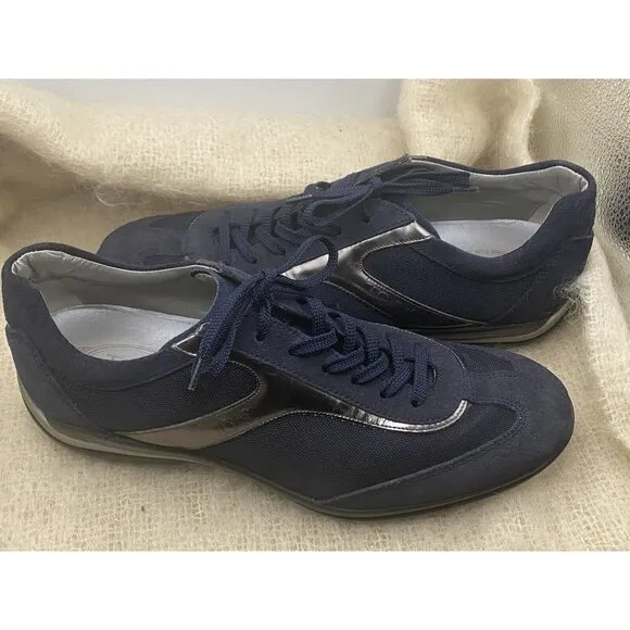 Tod's Driver Heel Mens Sneakers Size 10 Shoes Lace Up  Dark Blue Leather Suede