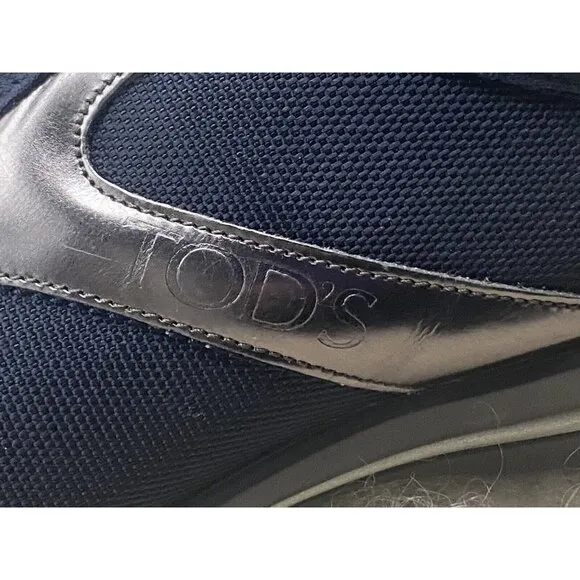 Tod's Driver Heel Mens Sneakers Size 10 Shoes Lace Up  Dark Blue Leather Suede