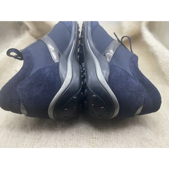 Tod's Driver Heel Mens Sneakers Size 10 Shoes Lace Up  Dark Blue Leather Suede