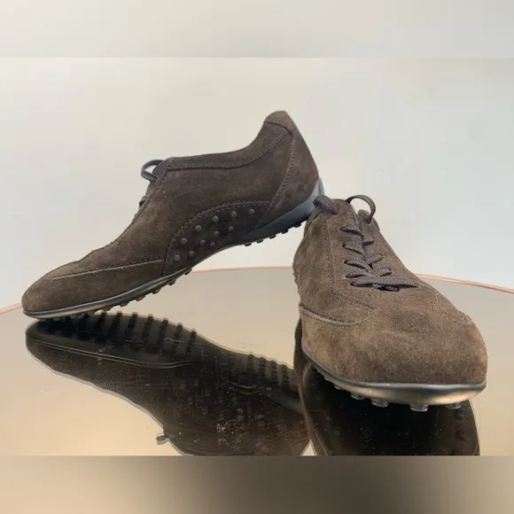 Tod's Mens Allacciato Active Gomma Brown Suede Leather Sneakers Shoes Size 7
