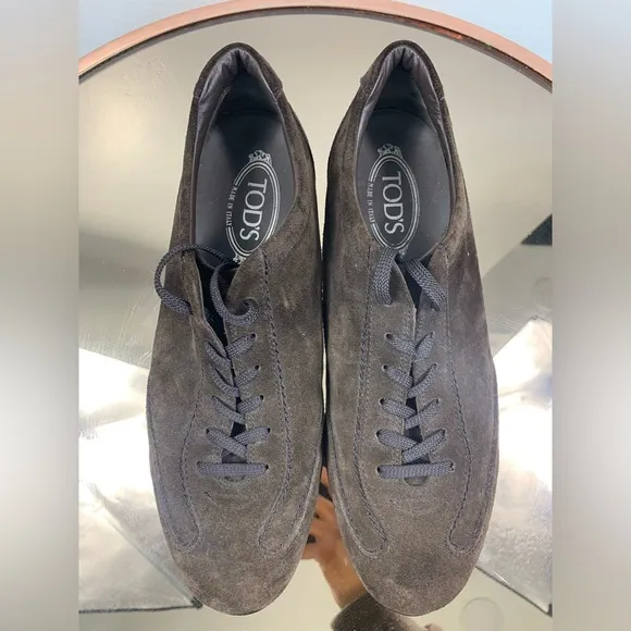 Tod's Mens Allacciato Active Gomma Brown Suede Leather Sneakers Shoes Size 7