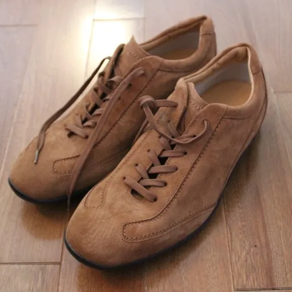 Tod's Men's Allacciato Active Gomma tan camel suede leather sneakers shoes 10
