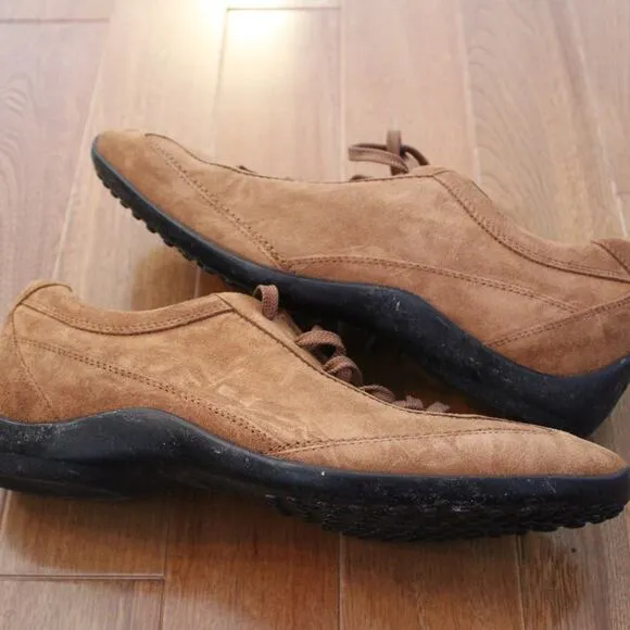 Tod's Men's Allacciato Active Gomma tan camel suede leather sneakers shoes 10