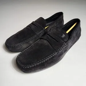 Tod's Mocassino City Gommino Driving Shoes Black Suede Leather Men's 7.5 / 9 US