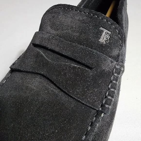 Tod's Mocassino City Gommino Driving Shoes Black Suede Leather Men's 7.5 / 9 US