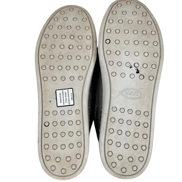 TOD’S Sportivo Metallic Leather Sneakers SZ 38 Fringe Silver Shoes