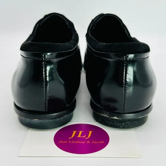 Tod's Women's Black Suede Patent Leather Lace Up Oxford Shoes Size 37 EU/ 7 US