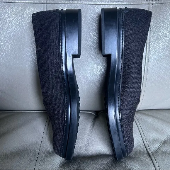 TOD’S Wool Slip On Shoes Sz 38 Gray Black Classic Minimalistic Low Heel Italian