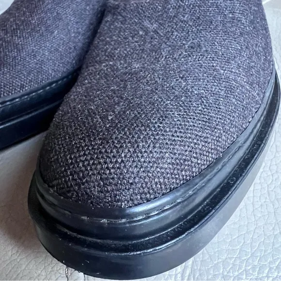 TOD’S Wool Slip On Shoes Sz 38 Gray Black Classic Minimalistic Low Heel Italian
