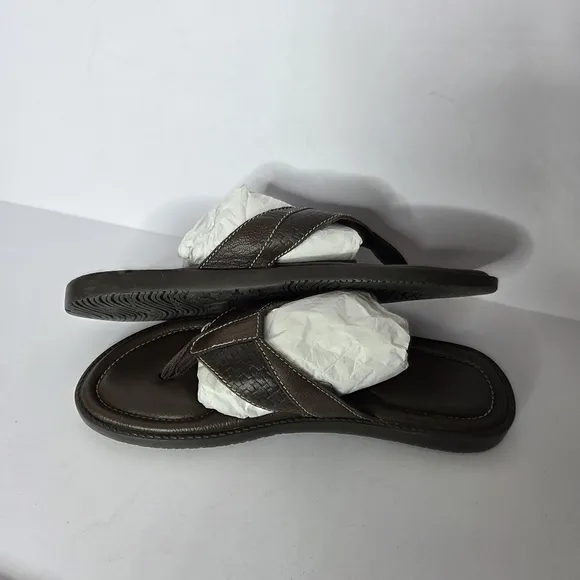 Tommy Bahama Anchors Ashore Brown Leather Braided Woven Sandals Men's Size 11