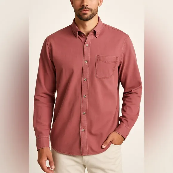 Tommy Bahama Tahitian Twilly Long Sleeve Shirt - Cherry Stone - Size XLT