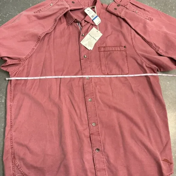 Tommy Bahama Tahitian Twilly Long Sleeve Shirt - Cherry Stone - Size XLT