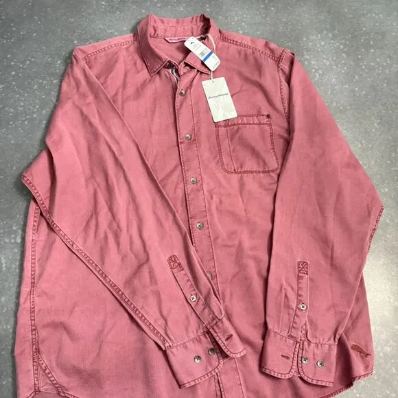 Tommy Bahama Tahitian Twilly Long Sleeve Shirt - Cherry Stone - Size XLT