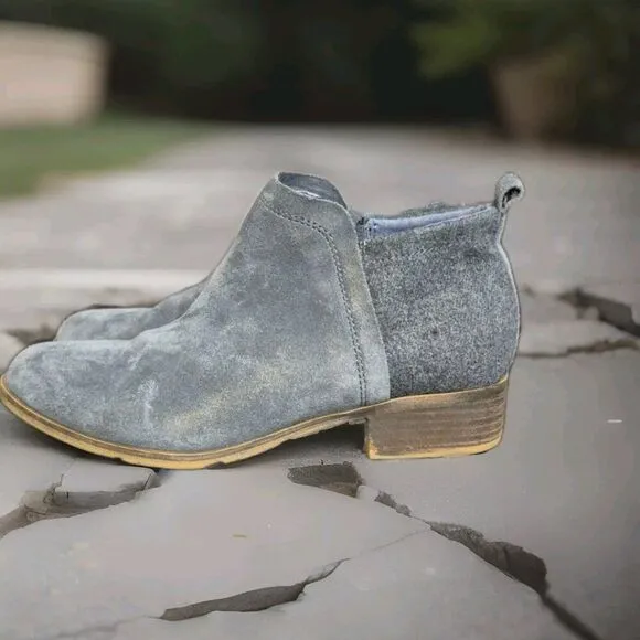 TOMS  DEIA Side-Zipper Suede Booties Shoes Women's Size 7.5