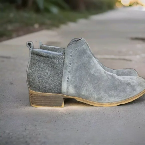 TOMS  DEIA Side-Zipper Suede Booties Shoes Women's Size 7.5