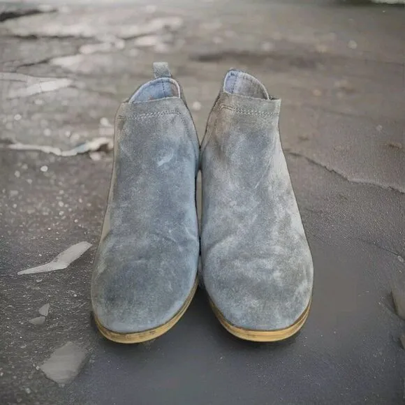 TOMS  DEIA Side-Zipper Suede Booties Shoes Women's Size 7.5