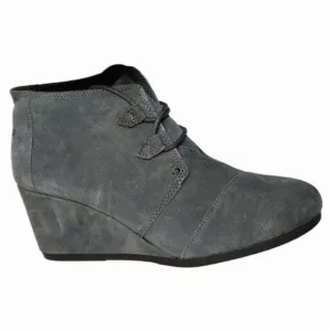 TOMS Kala Gray Suede Wedged Lace-up Ankle Boots Booties (w size 11)